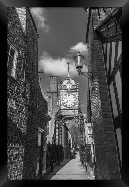 Eastgate Clock Chester black and white Framed Print by Jonathon barnett