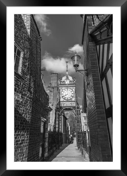 Eastgate Clock Chester black and white Framed Mounted Print by Jonathon barnett