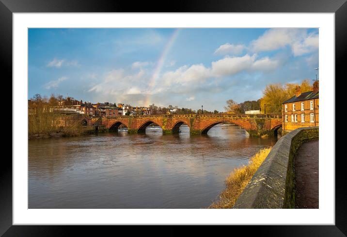 River Dee rainbow Chester Framed Mounted Print by Jonathon barnett