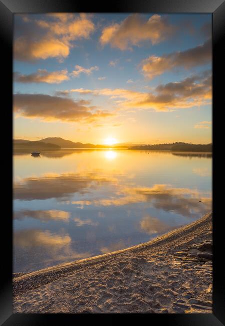 Loch Lomond beach sunrise Luss Framed Print by Jonathon barnett