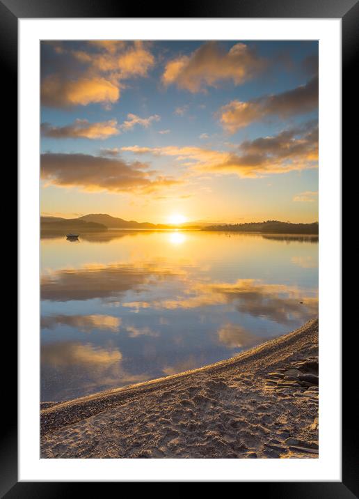 Loch Lomond beach sunrise Luss Framed Mounted Print by Jonathon barnett