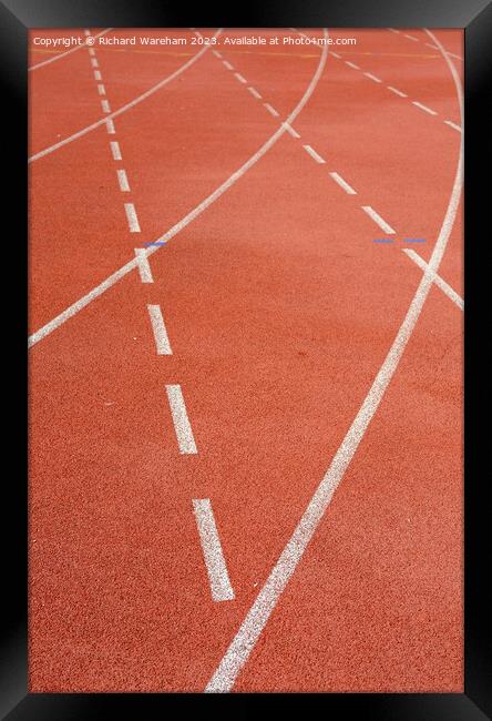 Athletics track. Curve. Framed Print by Richard Wareham