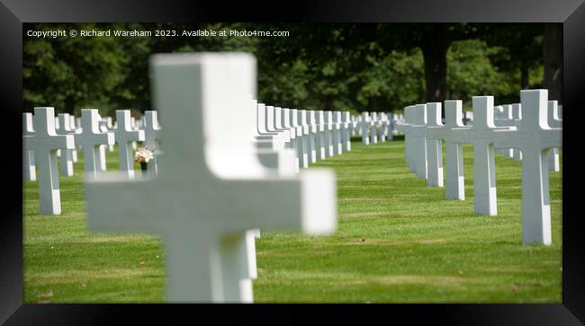 American military graveyard Framed Print by Richard Wareham