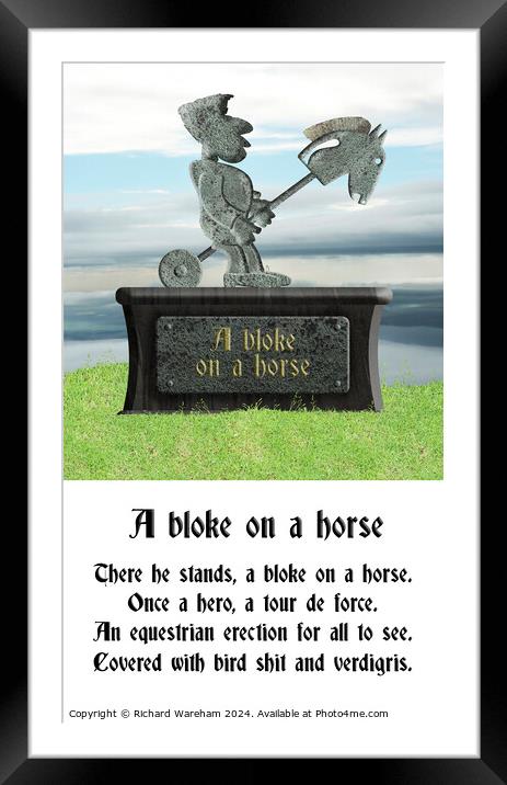 Poem A bloke on a horse.  Framed Mounted Print by Richard Wareham
