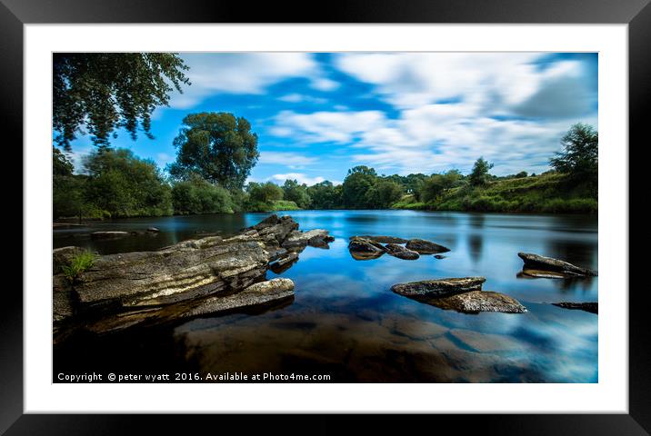 Rocks in the river  Framed Mounted Print by peter wyatt