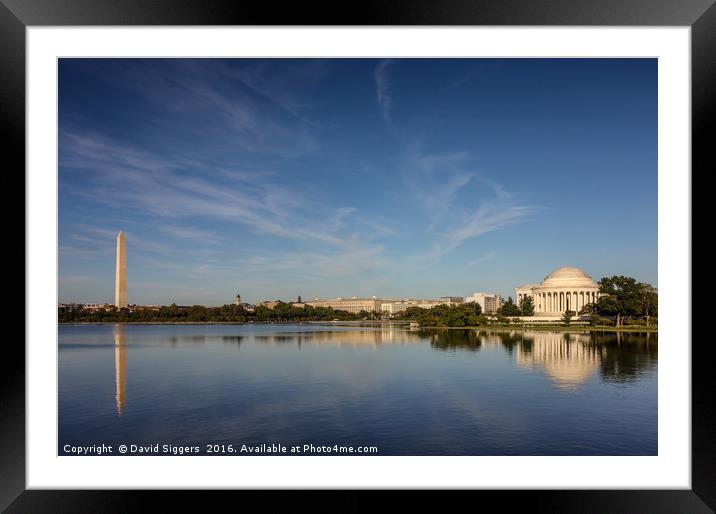 Jefferson Memorial and Washington Monument Framed Mounted Print by David Siggers