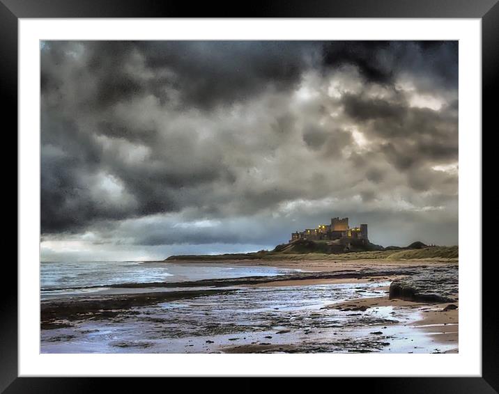 Dramatic Bamburgh Castle Framed Mounted Print by David Hall