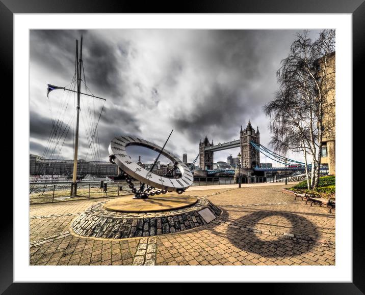 Sun Dial, Tower Bridge London Framed Mounted Print by David Hall