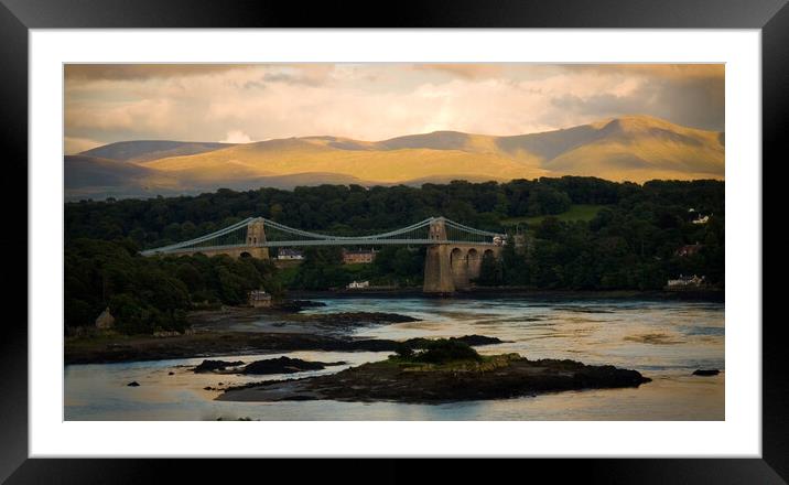 Menai Suspension Bridge Framed Mounted Print by David Hall