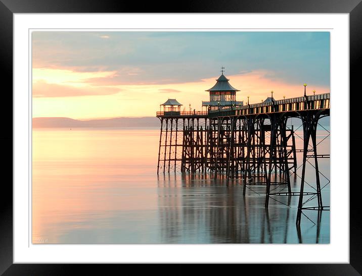  Sunset at Clevedon Pier, North Somerset, United K Framed Mounted Print by Nikki Pinder