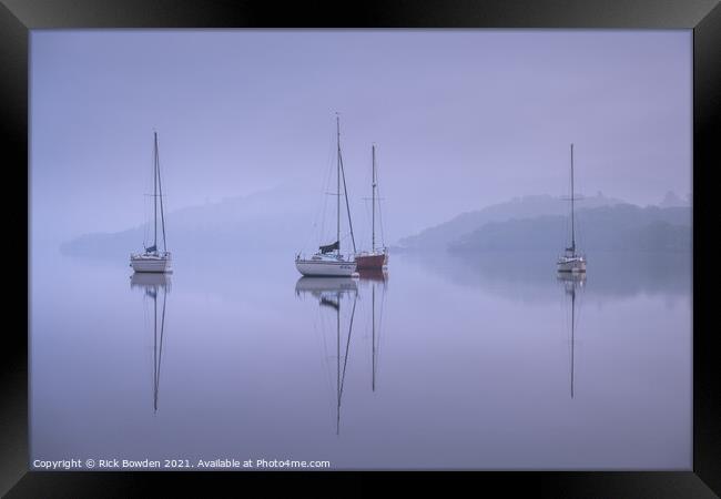 Still Boats on lake Windermere Framed Print by Rick Bowden