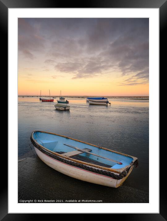 North Norfolk Boat at Sunrise Framed Mounted Print by Rick Bowden