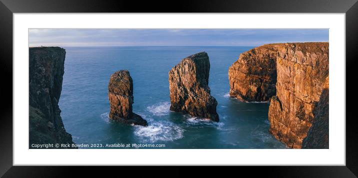 Majestic Elegug Stacks Framed Mounted Print by Rick Bowden