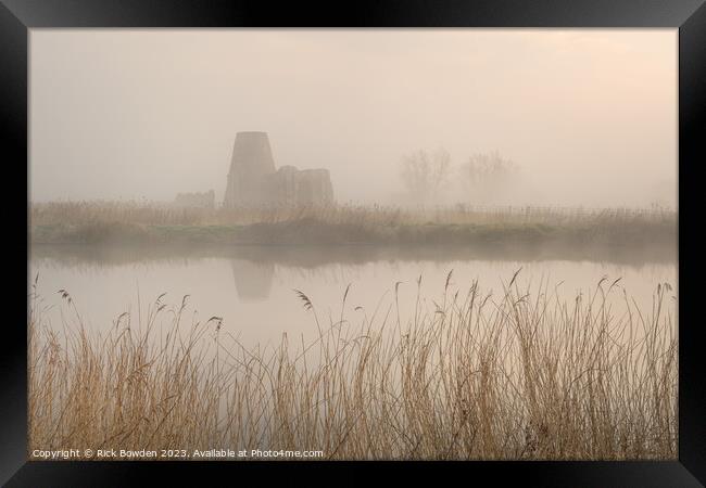 Misty Serenity at St Benets Abbey Framed Print by Rick Bowden