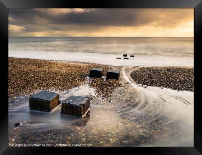 Majestic sunrise on Gorleston Beach Framed Print by Rick Bowden