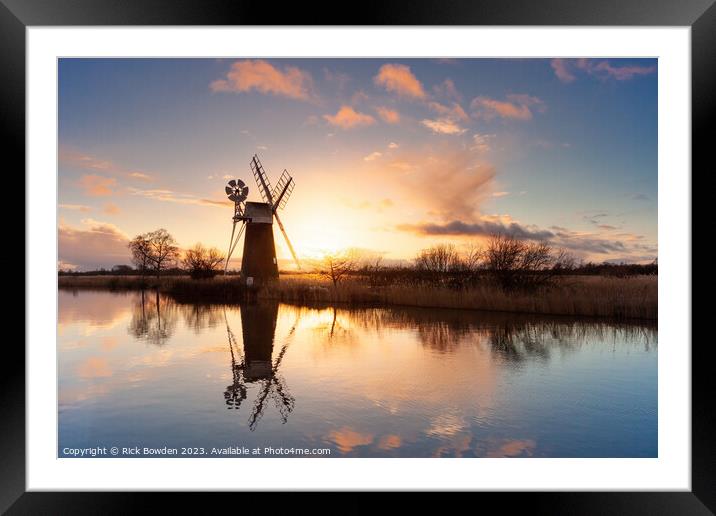 Norfolk Mill At Sunset Framed Mounted Print by Rick Bowden
