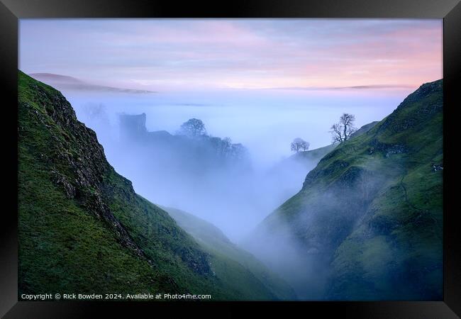 Foggy Morning in Cave Dale Framed Print by Rick Bowden