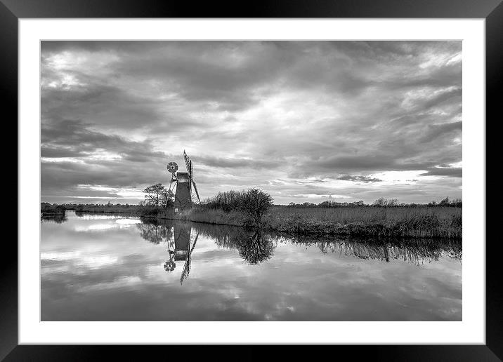 Turf Fen Mill Reflections Framed Mounted Print by Rick Bowden