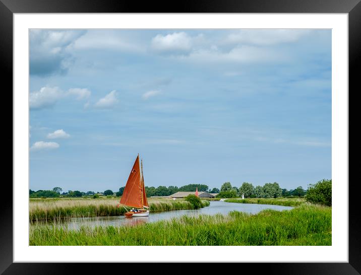Tranquil Sailing on Thurne River Framed Mounted Print by Rick Bowden