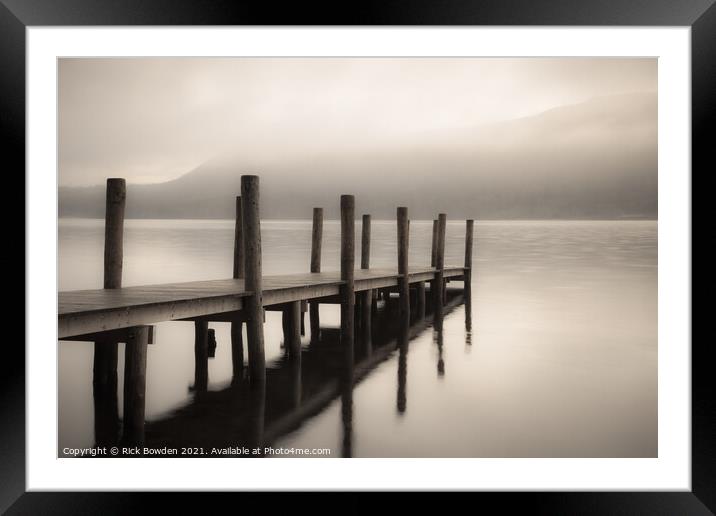 Misty Derwent Water Jetty Framed Mounted Print by Rick Bowden