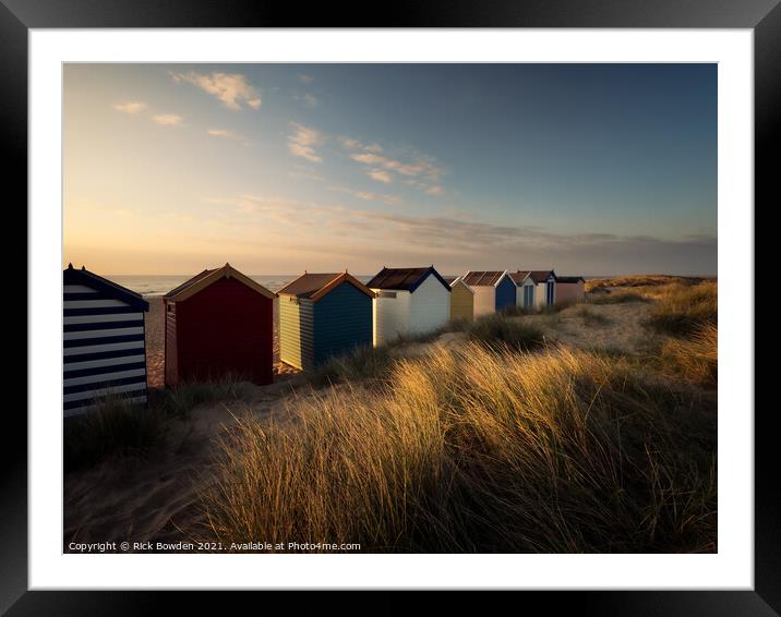 Beach Huts Southwold Suffolk Framed Mounted Print by Rick Bowden