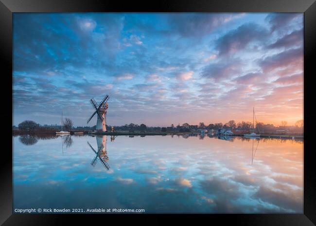 Tranquil Reflections of Thurne Mill Framed Print by Rick Bowden