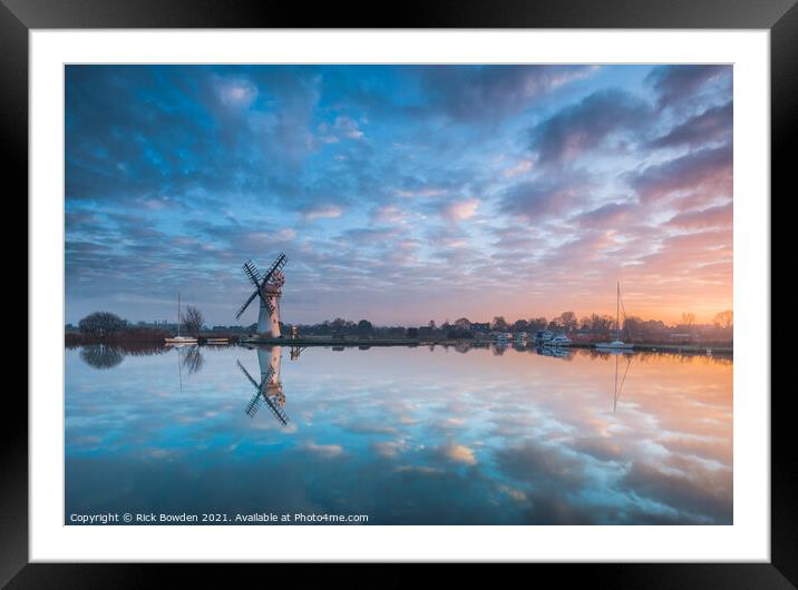 Tranquil Reflections of Thurne Mill Framed Mounted Print by Rick Bowden