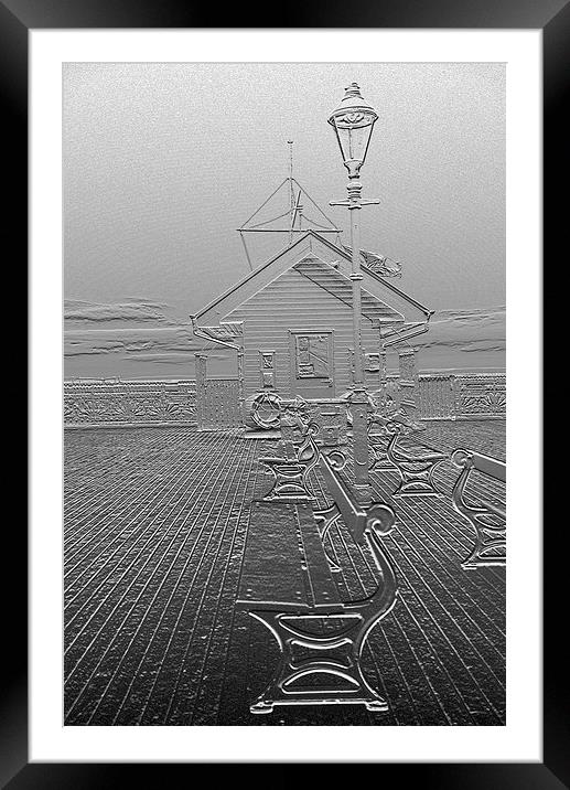 Penarth pier in chrome effect Framed Mounted Print by Jonathan Evans