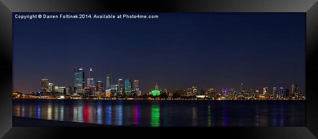 Perth skyline at night  Framed Print by Darren Foltinek