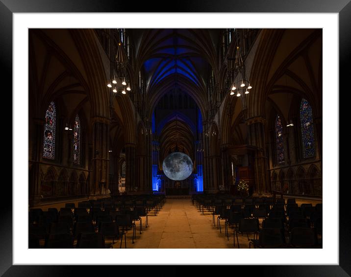 Moon display at Lincoln cathedral Framed Mounted Print by Jason Thompson