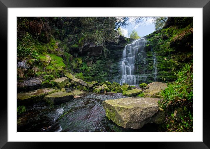 middle black clough waterfall Framed Mounted Print by Jason Thompson