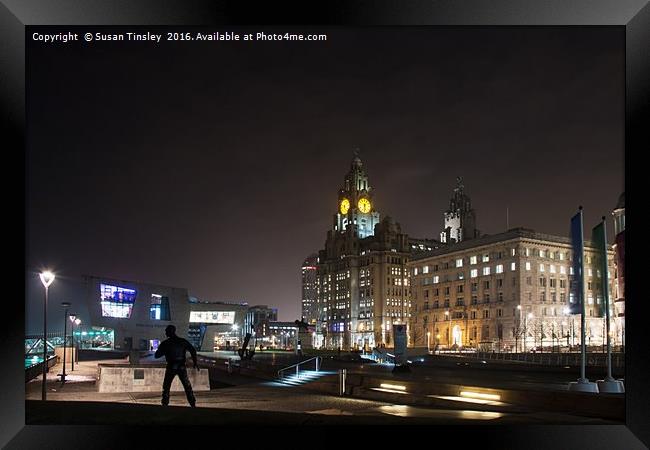 Liver building at night Framed Print by Susan Tinsley