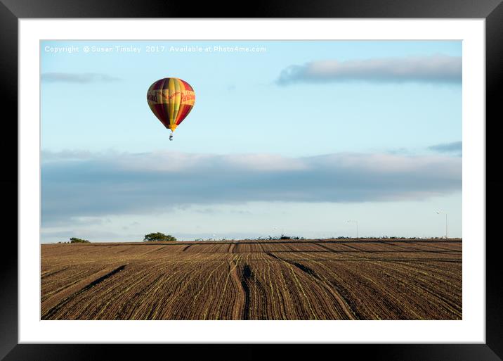 Ballooning over farmland Framed Mounted Print by Susan Tinsley