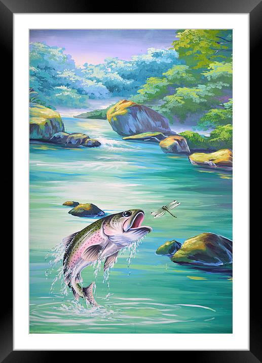 jumping trout Framed Mounted Print by Peter Righteous