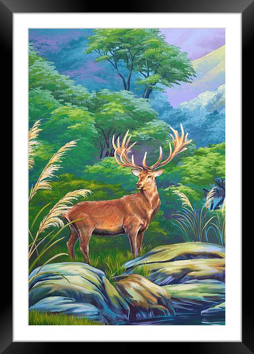red deer Framed Mounted Print by Peter Righteous