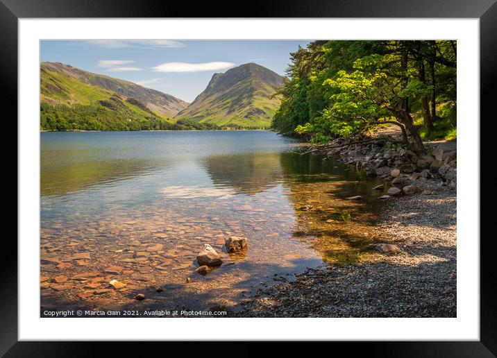 Buttermere in the sun Framed Mounted Print by Marcia Reay