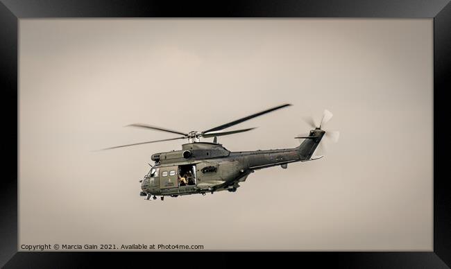 Military Helicopter taken over Yorkshire Framed Print by Marcia Reay