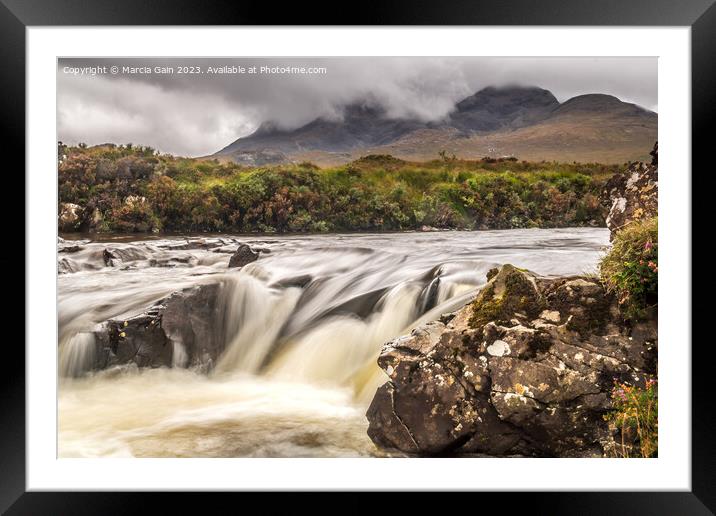 River Sligachan waterfall Framed Mounted Print by Marcia Reay