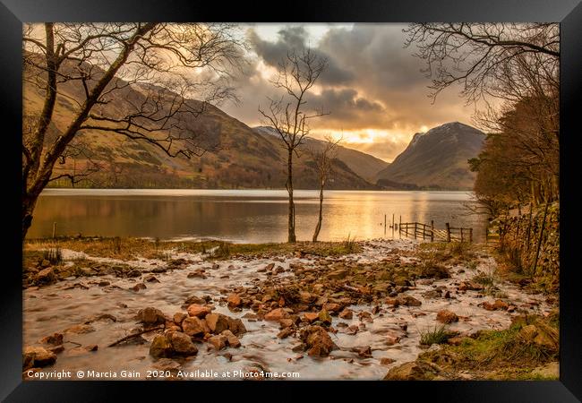 Buttermere at sunrise Framed Print by Marcia Reay