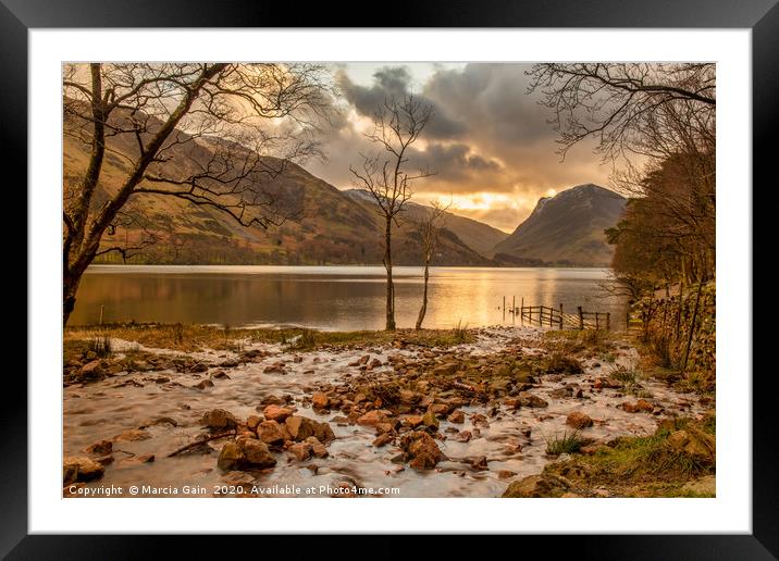 Buttermere at sunrise Framed Mounted Print by Marcia Reay