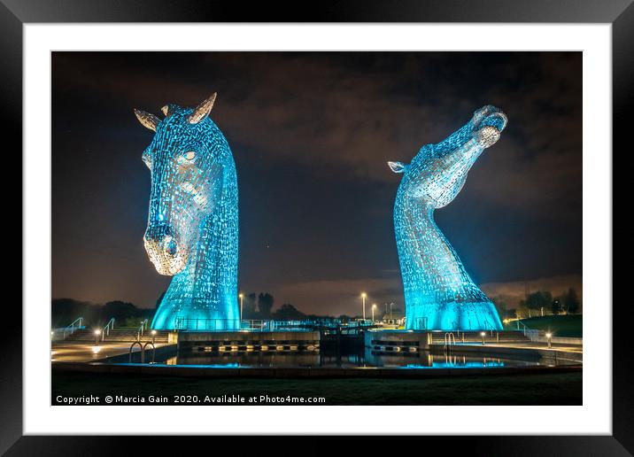 The Falkirk Kelpies Framed Mounted Print by Marcia Reay