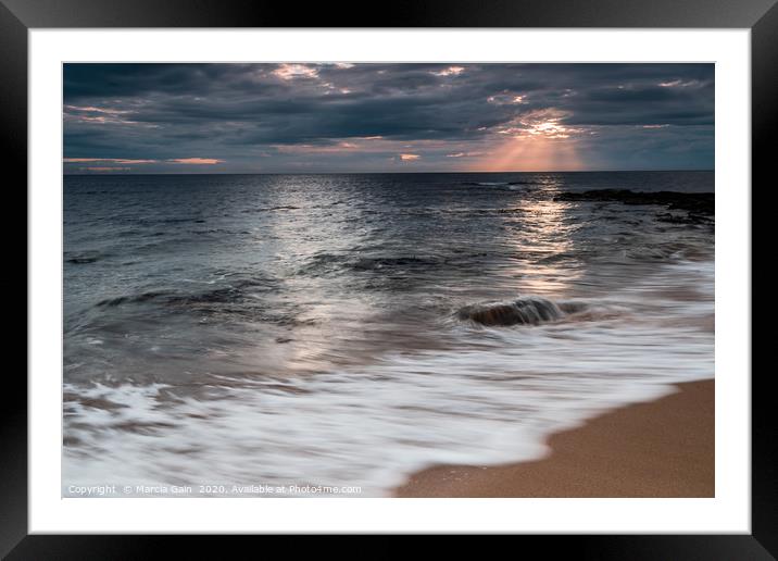 Sunrise in Northumberland Framed Mounted Print by Marcia Reay