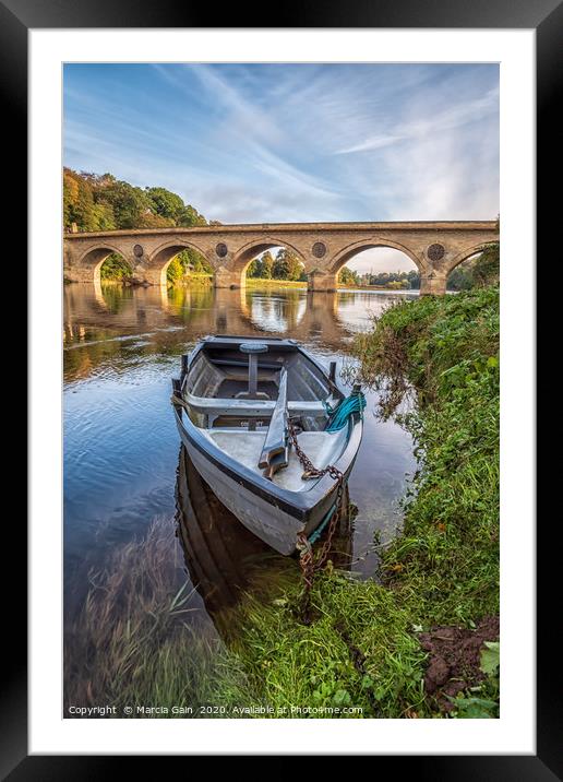 Boat on the River Tweed  Framed Mounted Print by Marcia Reay