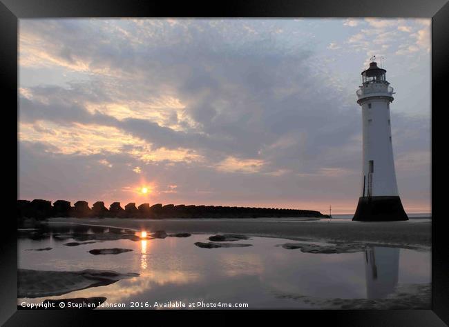 Lighthouse at Sunset Framed Print by Stephen Johnson