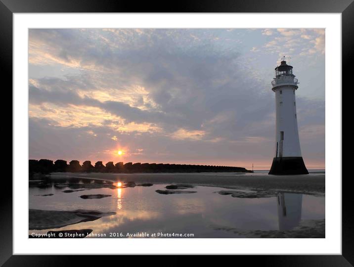 Lighthouse at Sunset Framed Mounted Print by Stephen Johnson