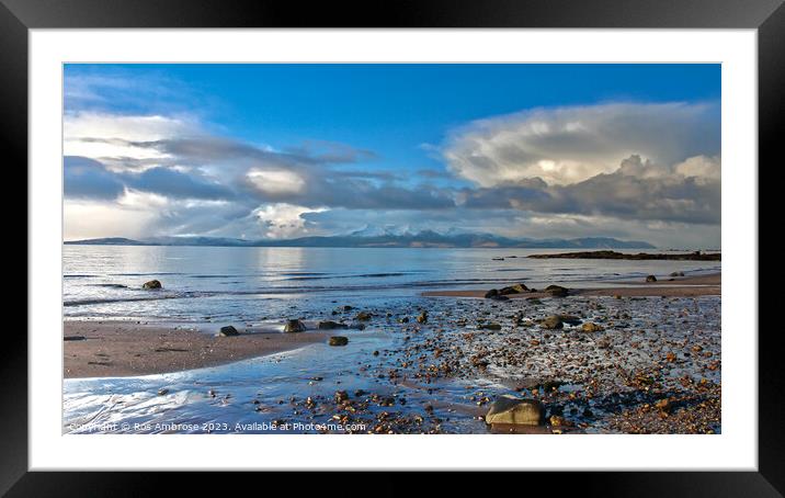 Arran from Seamill Beach Framed Mounted Print by Ros Ambrose