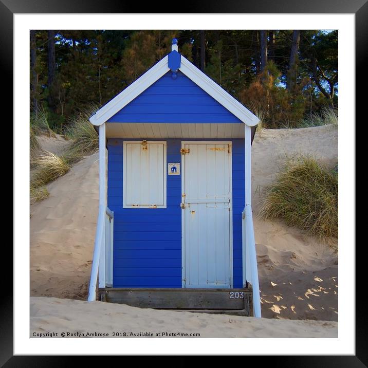 Beach Hut 203 "Sandy Bottom" Wells-Next-The-Sea Framed Mounted Print by Ros Ambrose