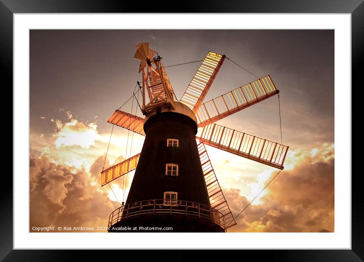 Heckington 8 Sail Windmill Framed Mounted Print by Ros Ambrose