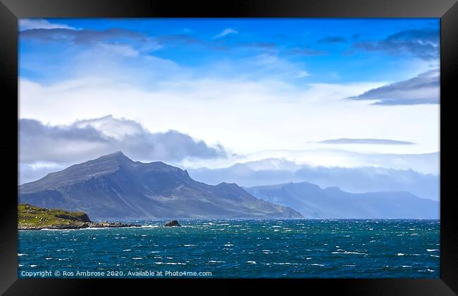 Mountain Ranges of Skye from Raasay Framed Print by Ros Ambrose