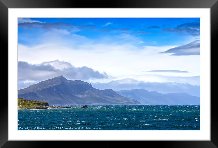 Mountain Ranges of Skye from Raasay Framed Mounted Print by Ros Ambrose